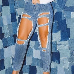 PLT blue super rip mom jeans-0